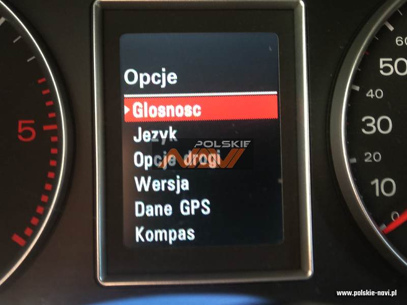 Audi nawigacja w liczniku FIS Tłumaczenie nawigacji - Polskie menu